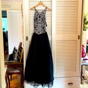 Formal black and white long dress